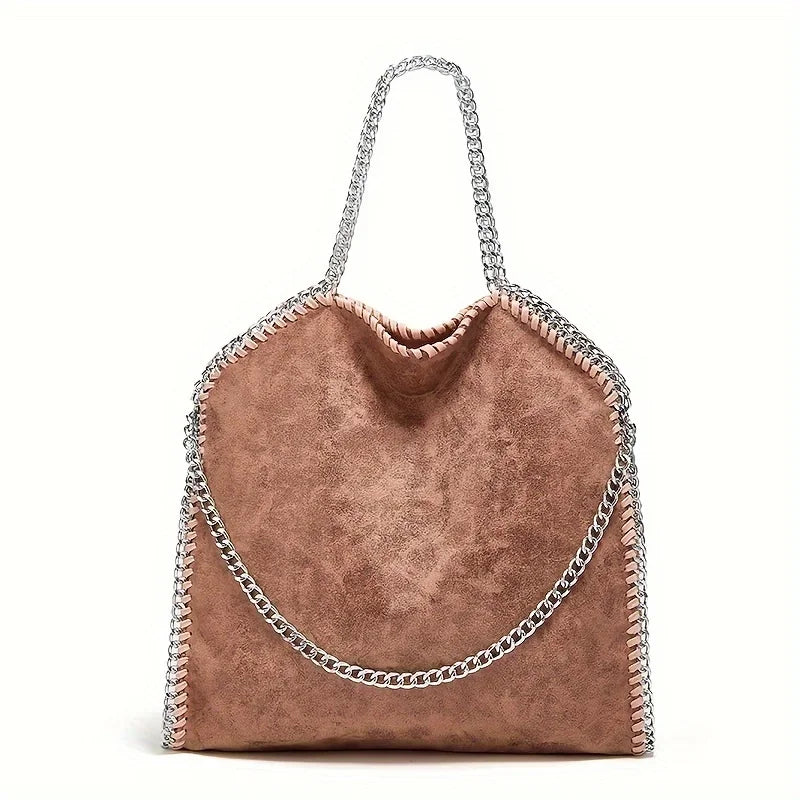Chain Shoulder Bag, Large Capacity Tote Bag, Fashion Woven Hobo Bag For Women