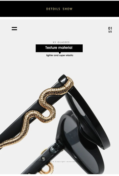 Metal Snake Trendy Street Shot Sun Glasses Brand Designer Ladies