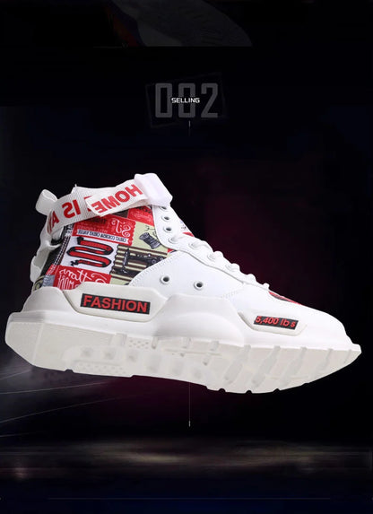 Men Shoes High Quality Sneakers Platform Breathable Lightweight Red Basket