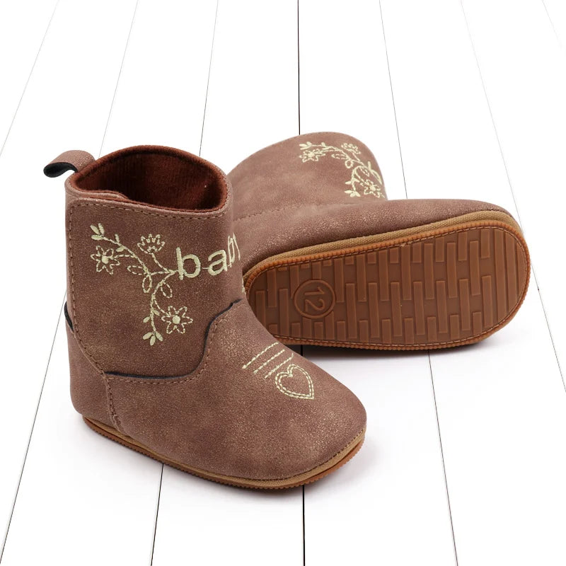 Baby Boots Made Of Soft PU and High-quality Cotton Short Boots With Rubber Soles and Anti Slip Baby