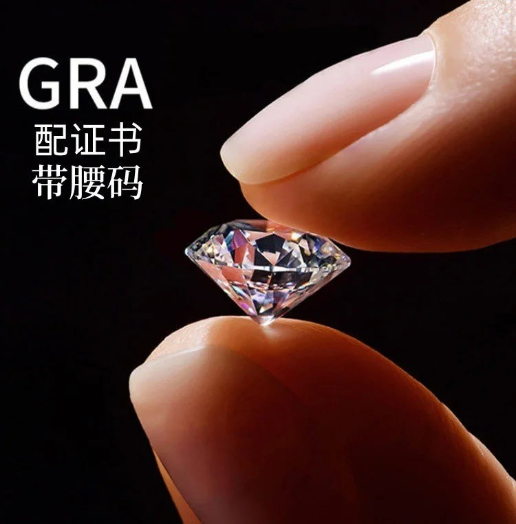 Women's PT950 Platinum round Six-Prong Ring with 3Ct Moissanite High-Purity Texture 3CT Striking Top High-End Gift