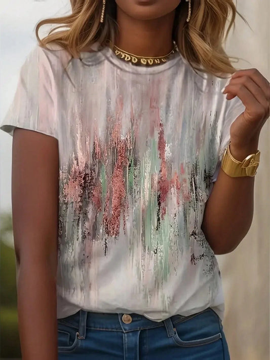 Printed Regular Fit Women's Casual Short Sleeve T-Shirt