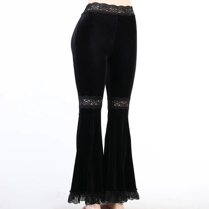 Cargo Pants Women High Waisted Fashion Long Pants Women Pants Gothic Lace Pants Paneled Wide-Leg Pants брюки женские