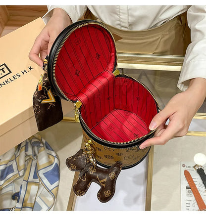 Light luxury brand women's handbag high-end sense contrasting color shoulder bag bucket bag