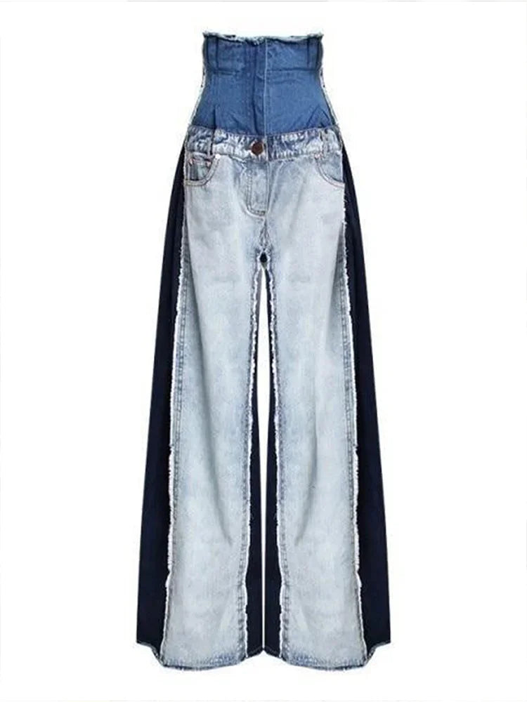 Women High Waist Jeans Patwork Denim Pants Casual Colorblock Patchwork Raw Trim Wide Leg Blue / XXXL / CHINA Blue / XXL / CHINA Blue / 4XL / CHINA Blue / XXXL / CHINA-Blue / XXL / CHINA-Blue / 4XL / CHINA-Blue / M / CHINA-Blue / XL / CHINA-Blue / L / CHINA-