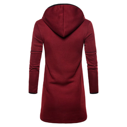 Men Women Overcoats Solid Color Loose Long Sleeve Hooded Long Cardigan