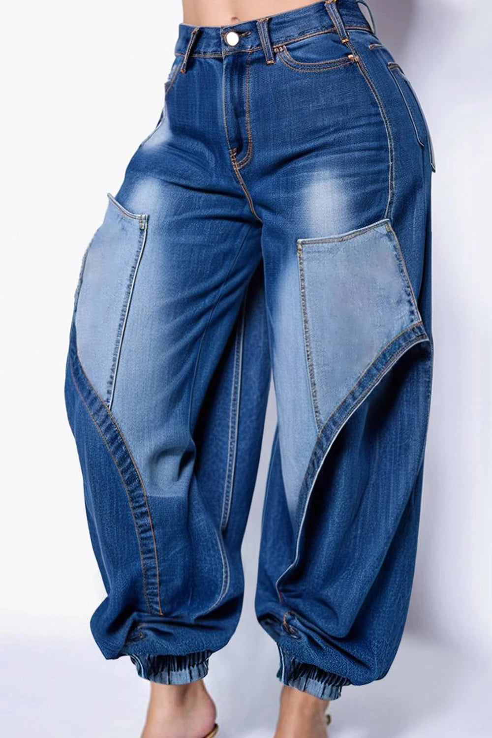 Plus Size Daily Blue Jogging Denim Jeans Women 2025 Fashion