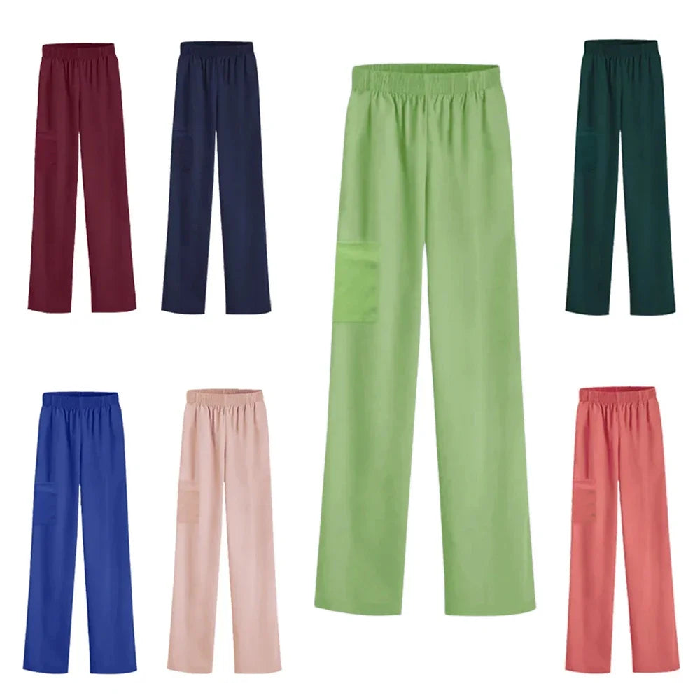 Solid Color Soft Medical Uniform Bottoms Men's and Women's Medical Workwear Pants Nurse Accessories Scrub Bottoms