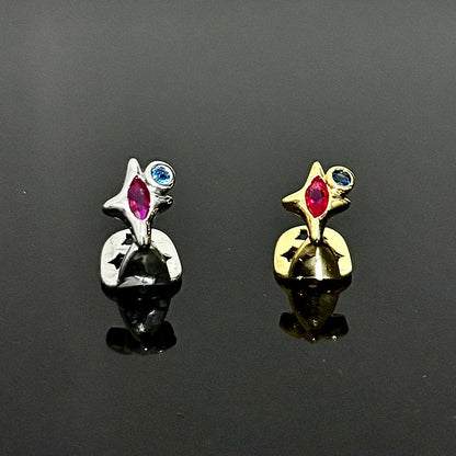 Purple Zircon Star Teeth Grillz Single Blue CZ Stone Tooth Caps For Women Men