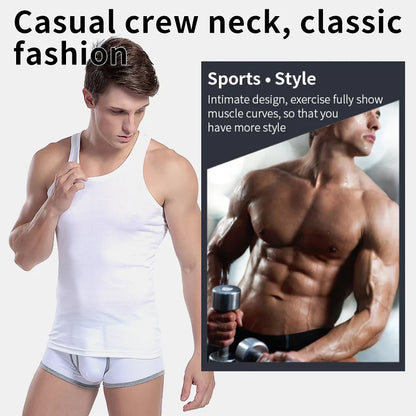 3/5 Pcs European plus-size men's cotton loose plus-size youth fitness sleeveless round neck