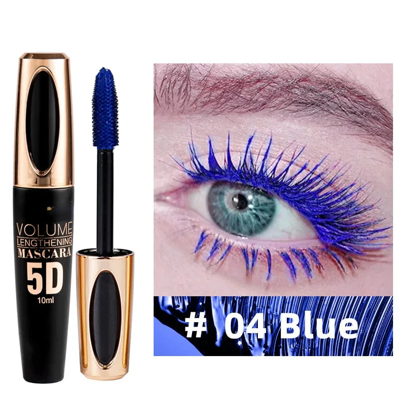 5D Mascara Makeup Waterproof Sweatproof Non-smudgy Slim Color Purple Blue White