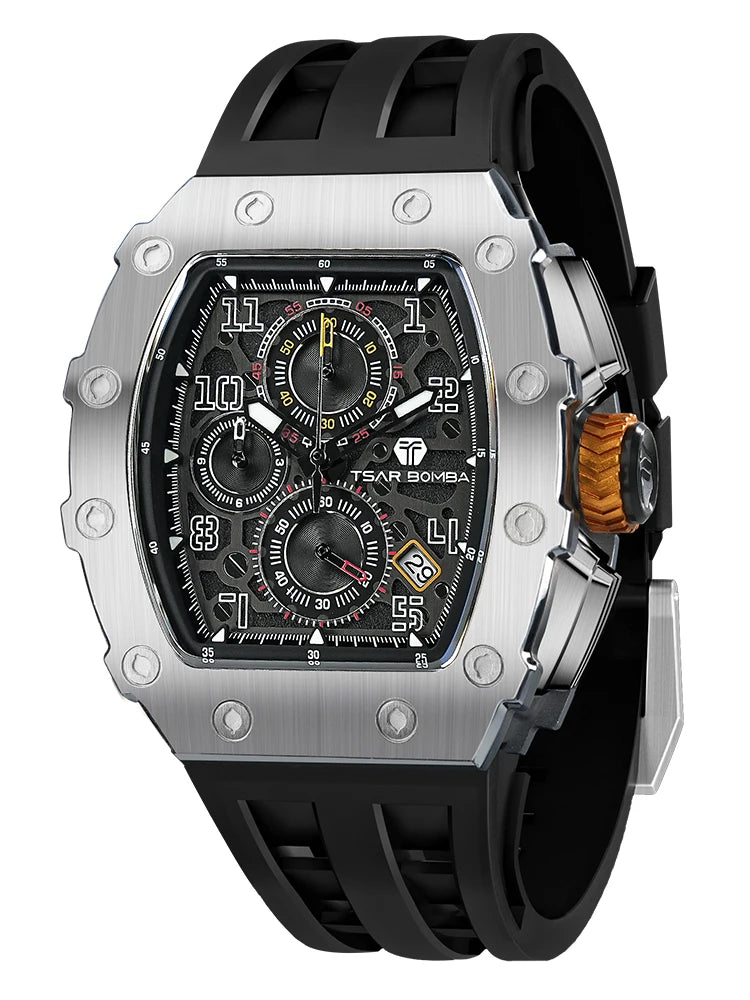 Luxury Brand Tonneau Design Waterproof Clock Stainless Steel Wristwatch Rectangle