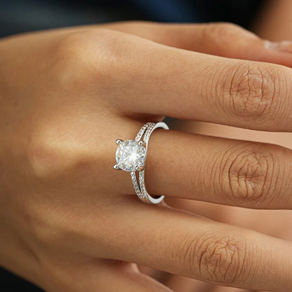 CKT Real 18k White Gold Diamond Ring for Women Platinum Pt950 Couple Rings 2ct Moissanite Wedding Engagement Jewelry Fine Gift
