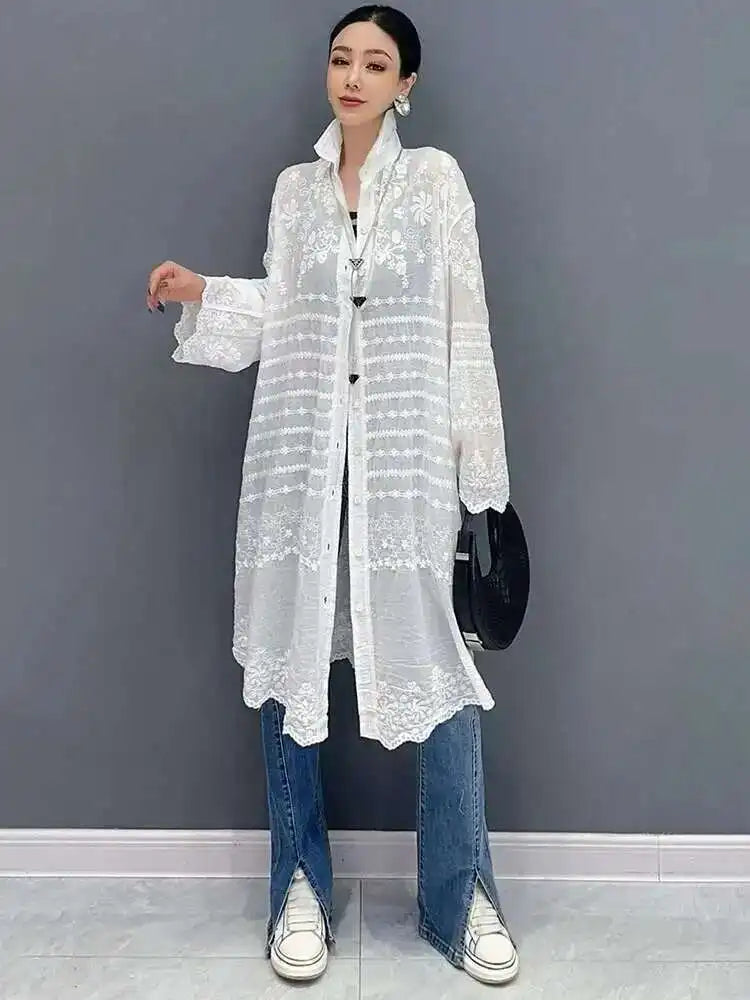 Long Sleeve Blouse Sunscreen Overcoat Trendy Casual Loose Women's Long Shirt