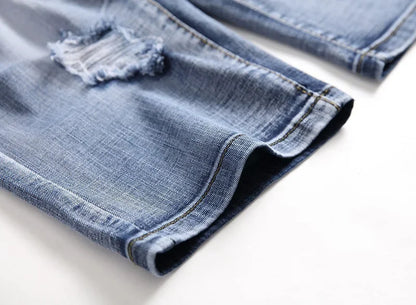Men's Jeans Trend Denim Shorts Stretch Slim Hip Hop Classic