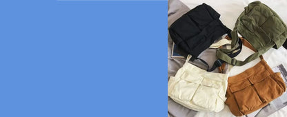 Canvas Messenger Bag Large Hobo Crossbody Bags with Multiple Pockets,School Vintage Shoulder Laptop Bag for Women and Men