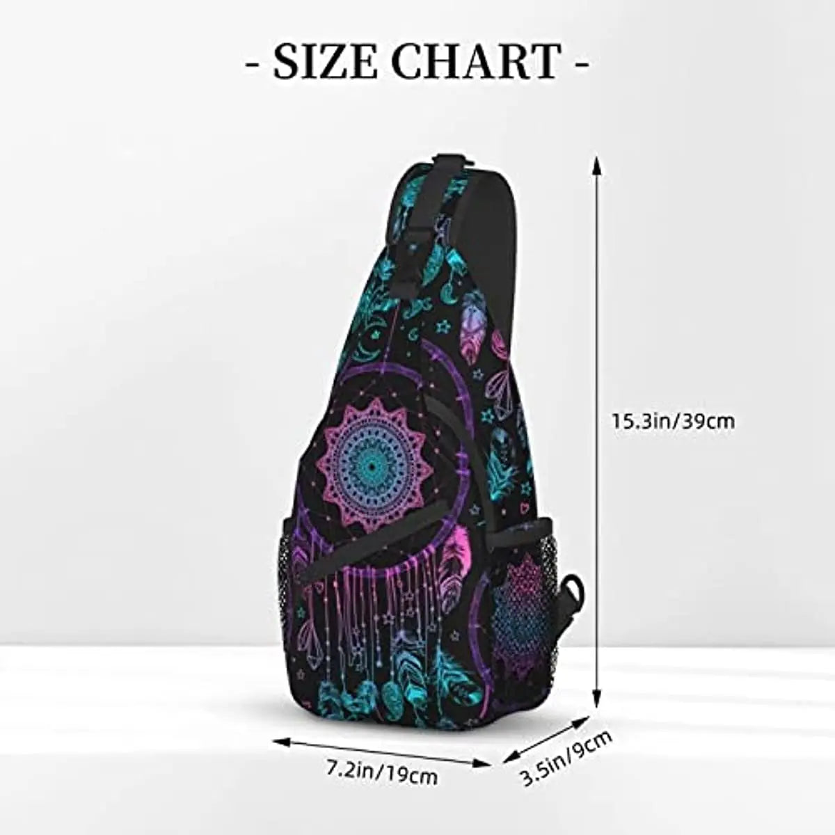 Sling Bag Watercolor Boho Dreamcatcher Daypack Crossbody Shoulder Backpack