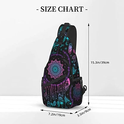Sling Bag Watercolor Boho Dreamcatcher Daypack Crossbody Shoulder Backpack