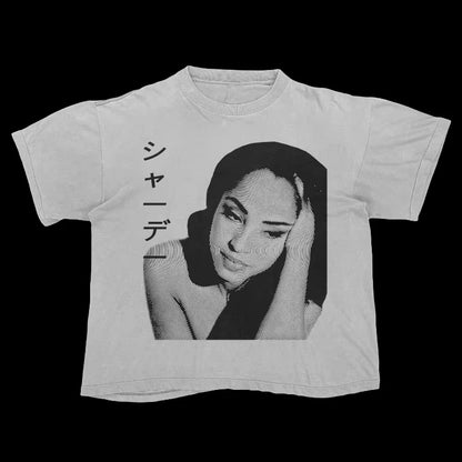 American Retro Style Sade Album Basic Style Graphic White T-shirt Summer New Men and Women Streetwear Unsiex Fashion Top 2025
