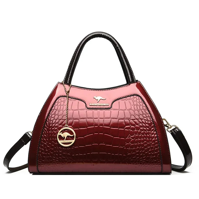 Luxury Patent Leather Handbags for Women Designer Crocodile Pattern Women's Shoulder Crossbody