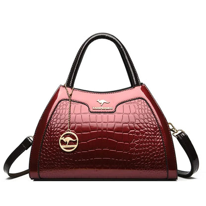 Luxury Patent Leather Handbags for Women Designer Crocodile Pattern Women's Shoulder Crossbody