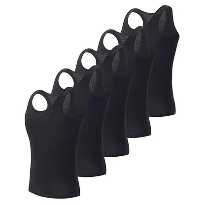 3/5 Pcs European plus-size men's cotton loose plus-size youth fitness sleeveless round neck