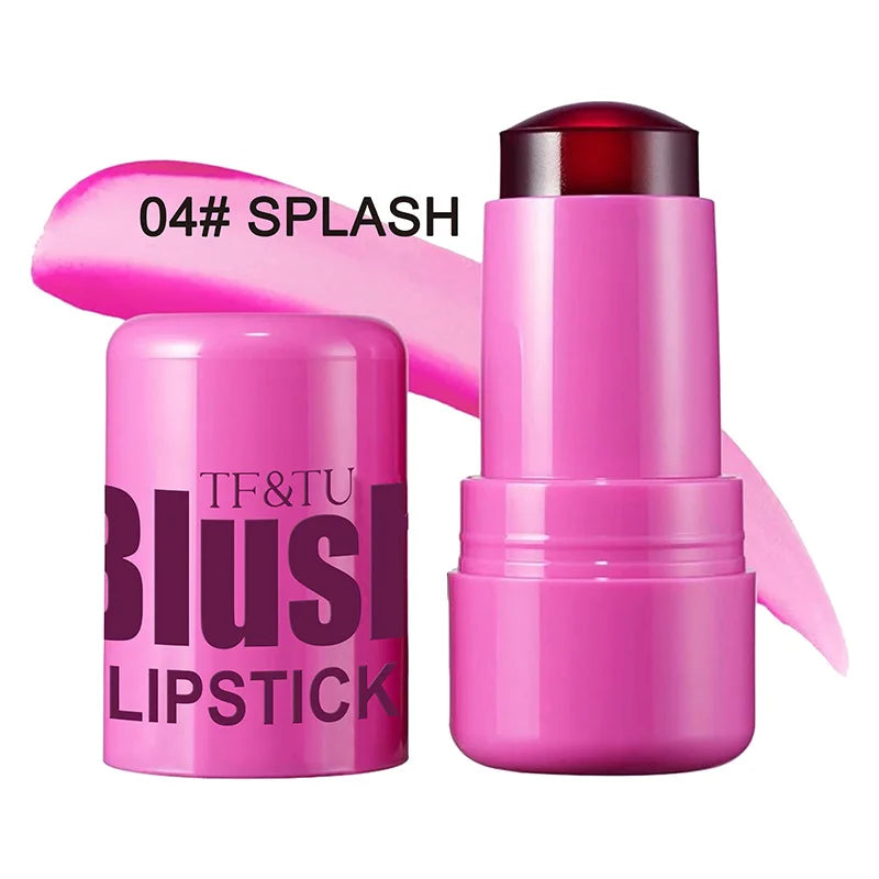 3-in-1 Cheek Lip Tinted Moistured Blush Stick Eyes Cheek Lip Brighten Cream Water Jelly Tint Stick Matte Contour Makeup