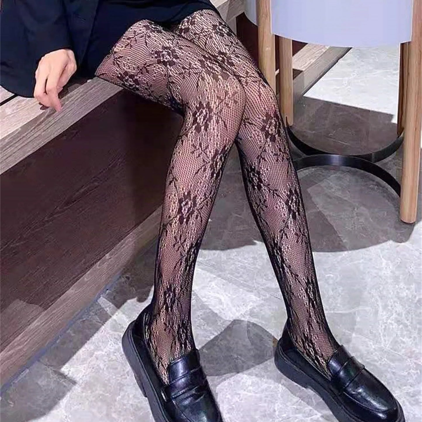 Pantyhose Lace Mesh Floral Pattern Print Nylon Stocking Leggings