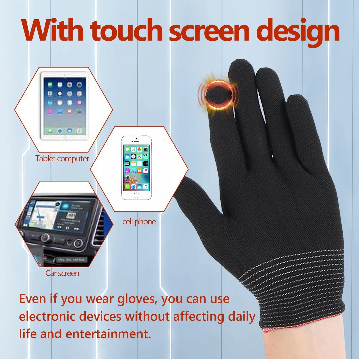 Nylon Gloves Winter Outdoor Sports Skiing Cold Hand Care Massage Heating Warm Gloves