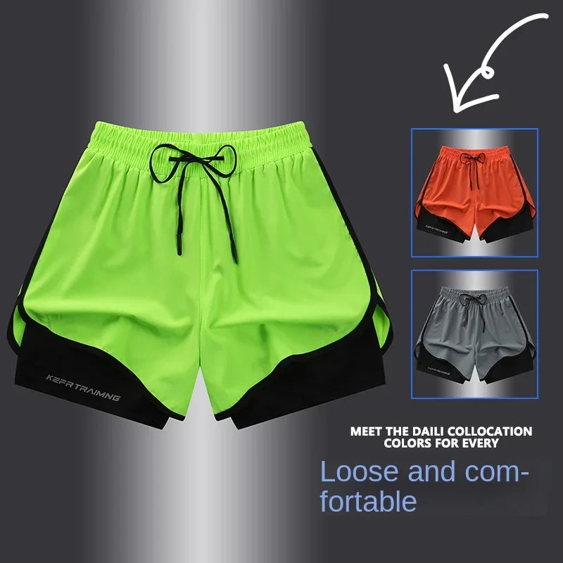 Sports Three Piece Pants Anti glare Double layered Sports Shorts for Men and Women