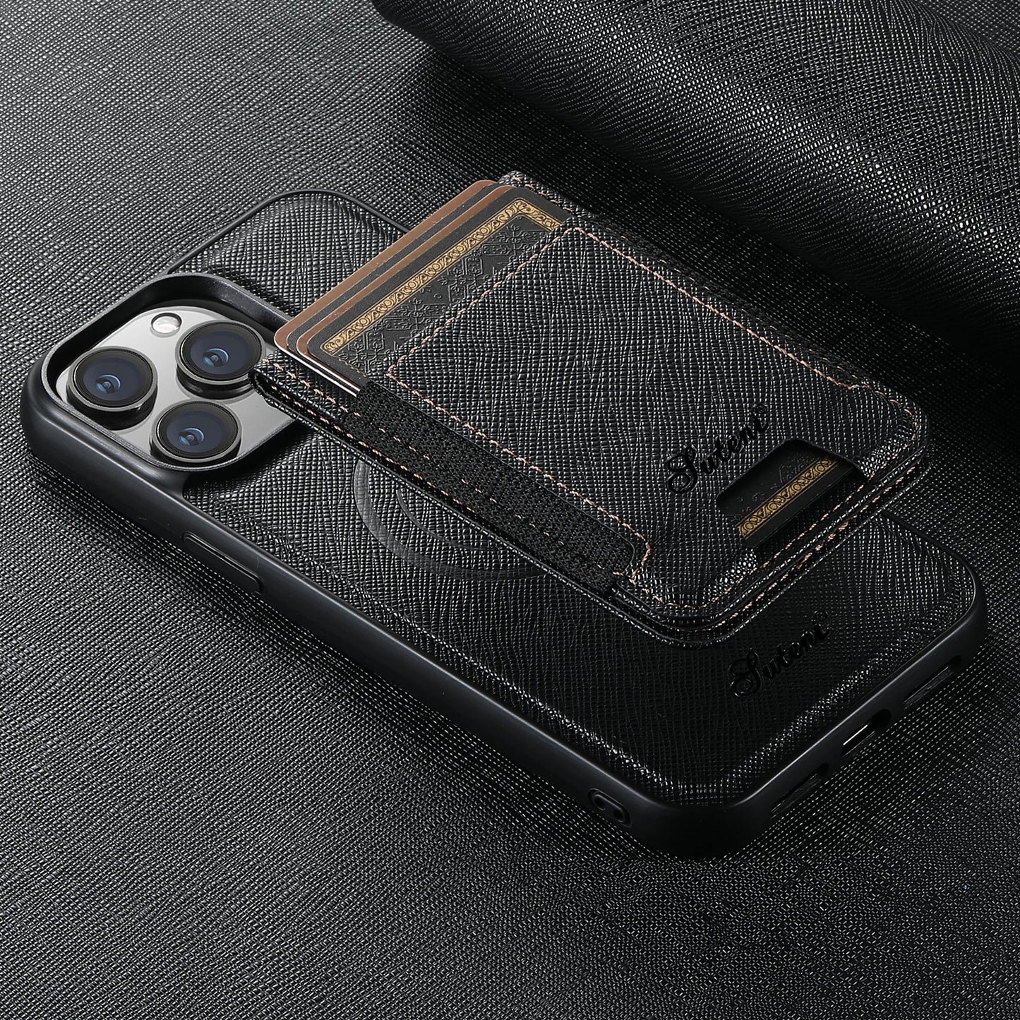 Luxury Leather Magnetic 2-in-1 Card Holder Wallet Phone Case Support Wireless Charging for iPhone 16Pro Max 15Plus 14 13 12