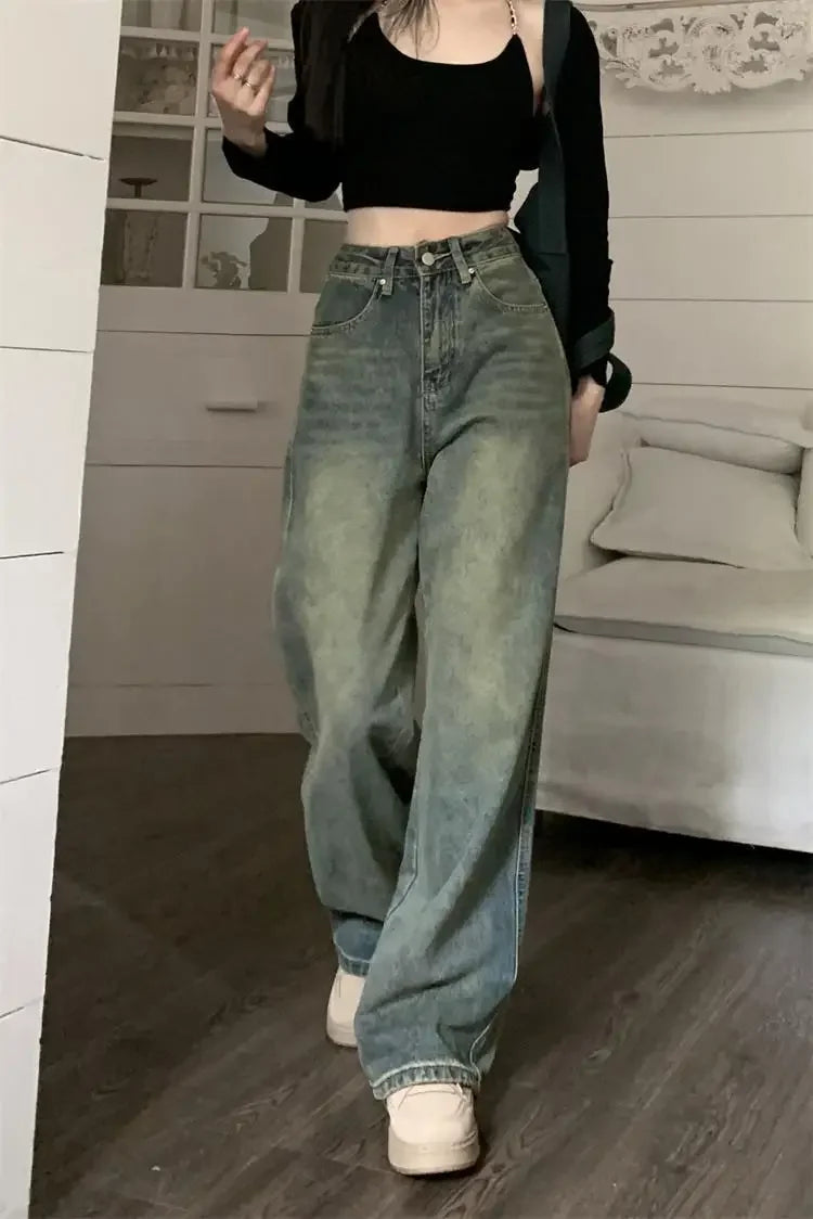 High-waisted Slimming Jeans Casual Bell Bottoms Straight-leg Long Pants For Women