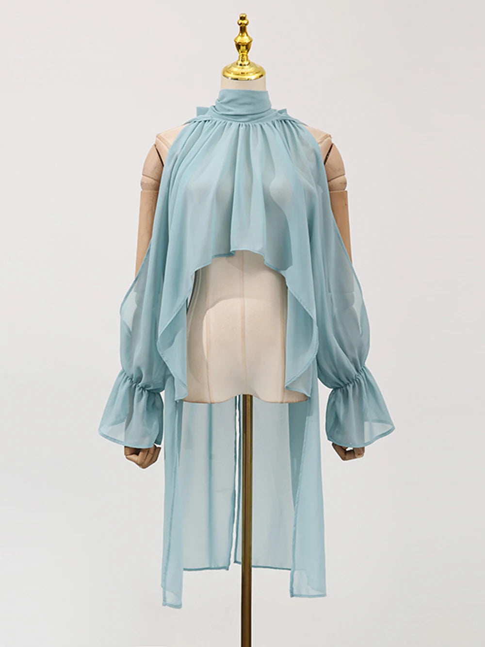 Chiffon Blouse Ladies Off shoulder Lantern Long Sleeve Design Top