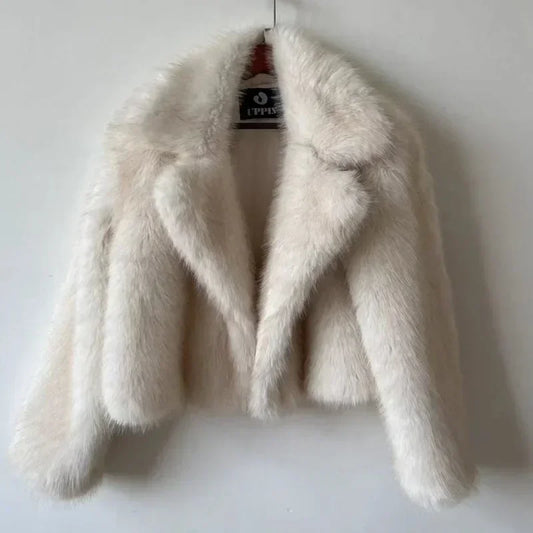 Winter Fur Coat Women Short Lazy Wind Fox Fur Jacket Cropped Fluffy