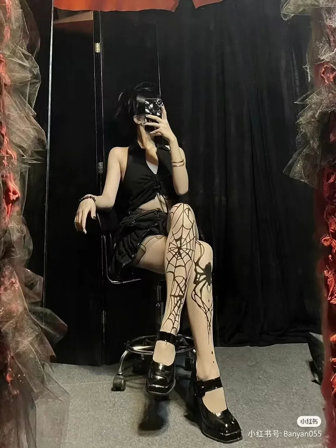 Gothic Vintage Dark Fishnet Tights Stocking Women Emo Spider Web Witch Pantyhose 02 01 02-01-
