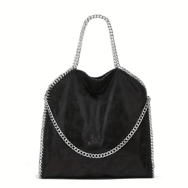 Chain Shoulder Bag, Large Capacity Tote Bag, Fashion Woven Hobo Bag For Women