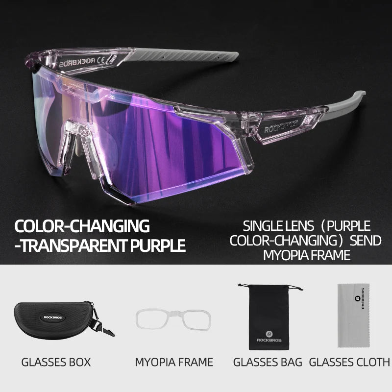 Photochromic Polarized Lens Adjustable Nose Support Myopia Frame Sports Men Women Cycling Goggle