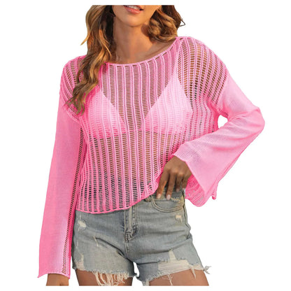 Womens Beach Blouse Lace Strap Long Cardigan Beach