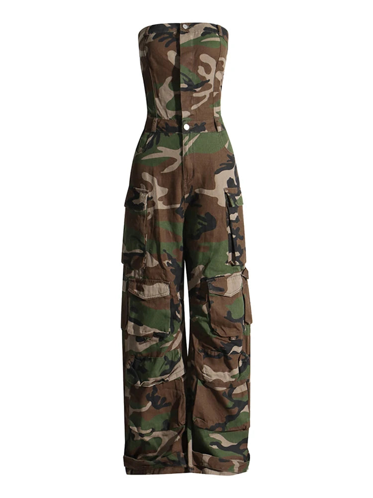 Cargo Jumpsuits Starpless Sleeveless High Waist Spliced Pockets Streetwear Camouflage / S Camouflage / XL ARMYGREEN / S Camouflage / S-Camouflage / XL-ARMYGREEN / S-ARMYGREEN / M-ARMYGREEN / L-ARMYGREEN / XL-Camouflage / M-Camouflage / L-