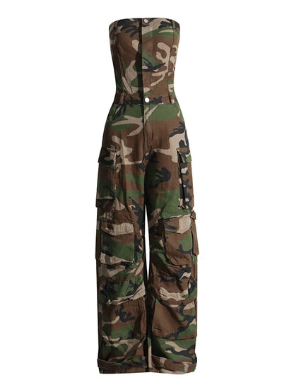 Cargo Jumpsuits Starpless Sleeveless High Waist Spliced Pockets Streetwear Camouflage / S Camouflage / XL ARMYGREEN / S Camouflage / S-Camouflage / XL-ARMYGREEN / S-ARMYGREEN / M-ARMYGREEN / L-ARMYGREEN / XL-Camouflage / M-Camouflage / L-