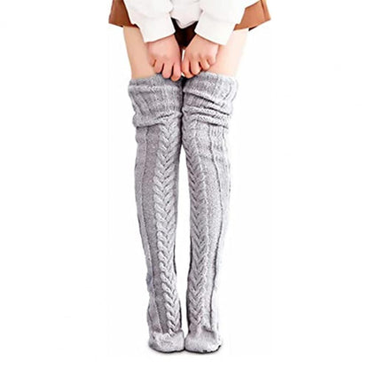 Wool Foot Warmers Lady Stockings Solid Color Thigh-high Socks Acrylic Fibers