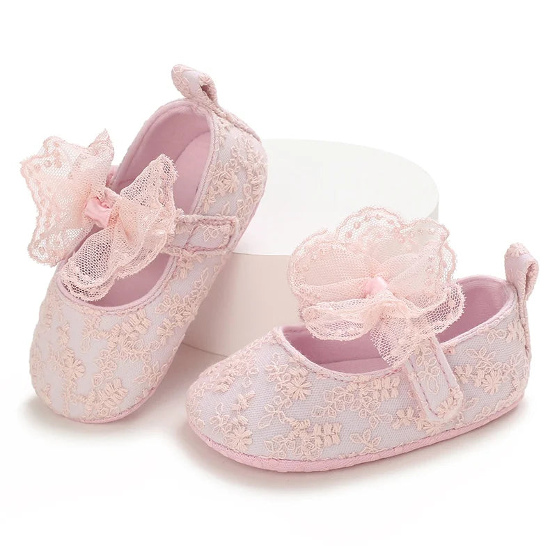 Non-Slip Casual Shoes with Delightful Bowknot Design for Baby Girls 0-18 Months