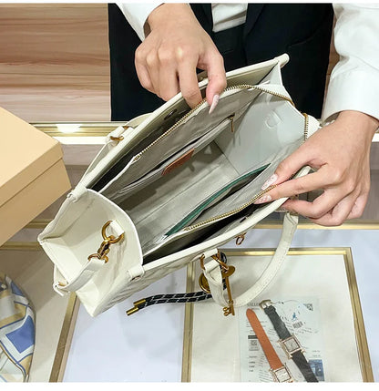 Light luxury brand hand-held large capacity tote bag diamond grid single shoulder diagonal cross bag