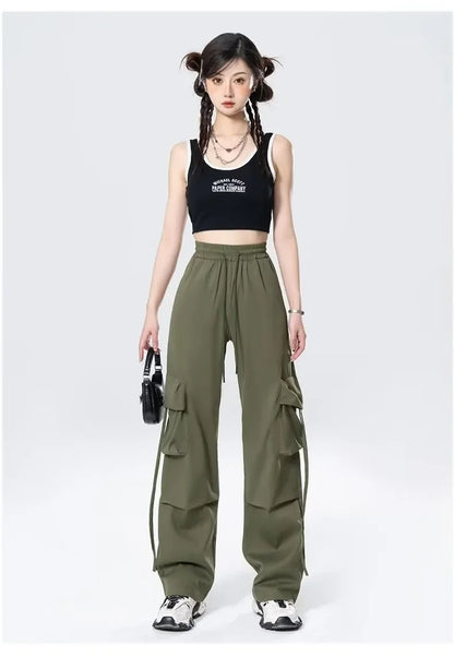 High-Waisted Cargo Pants Sweatpants Umbrella Design For Women