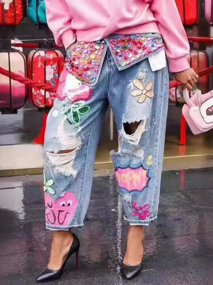 Floral Embroidery Diamonds Beaded Holes Denim Pants High Waist Loose Rhinestones Jeans Blue / XL / CHINA Blue / L / CHINA Blue / M / CHINA Blue / XL / CHINA-Blue / L / CHINA-Blue / M / CHINA-Blue / S / CHINA-SKY BLUE / M / CHINA-SKY BLUE / S / CHINA-Blue / XXXL / CHINA-Blue / XXL / CHINA-SKY BLUE / XXXL / CHINA-SKY BLUE / XXL / CHINA-SKY BLUE / XL / CHINA-SKY BLUE / L / CHINA-black / M / CHINA-black / S / CHINA-black / XXXL / CHINA-black / XXL / CHINA-black / XL / CHINA-black / L / CHINA-