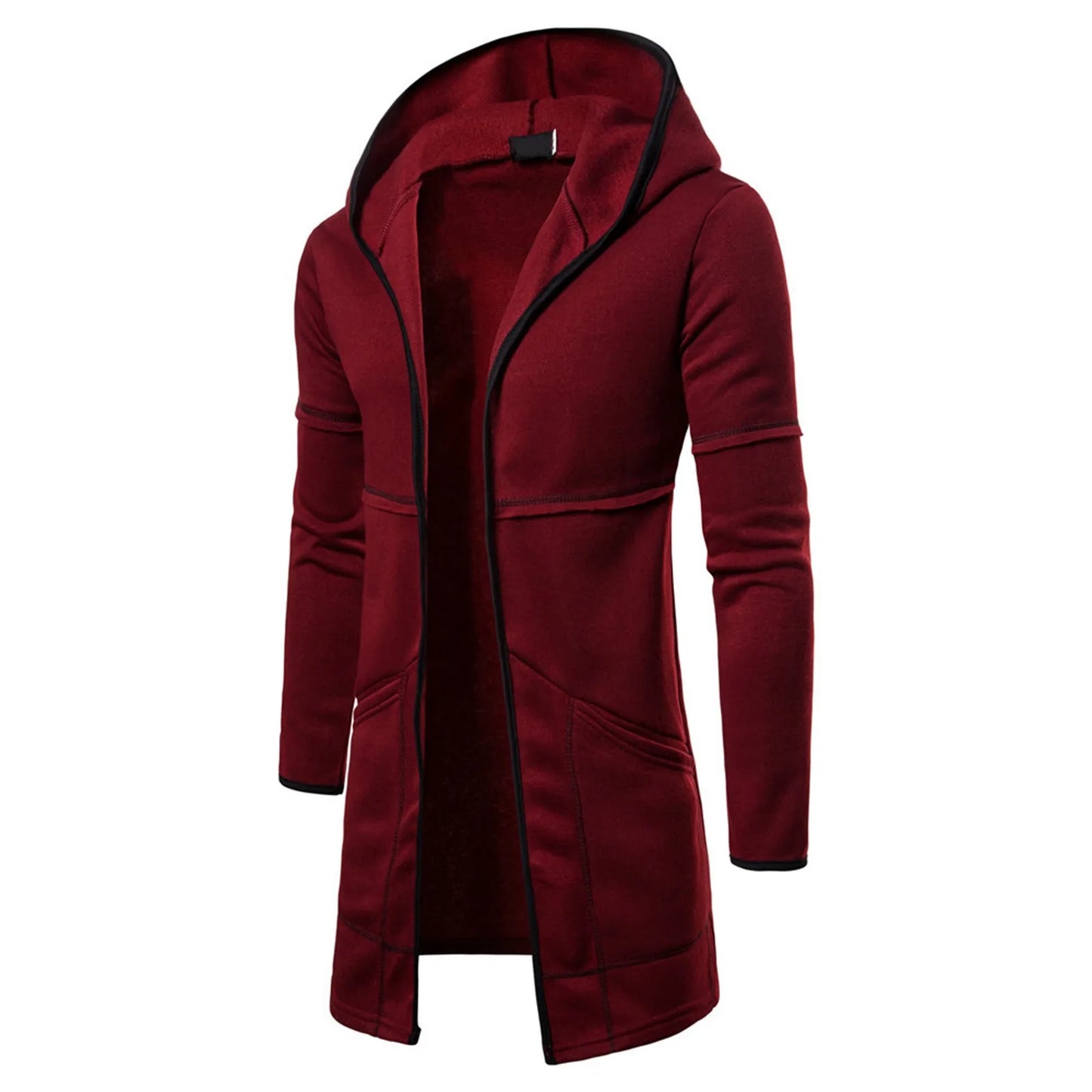 Men Women Overcoats Solid Color Loose Long Sleeve Hooded Long Cardigan