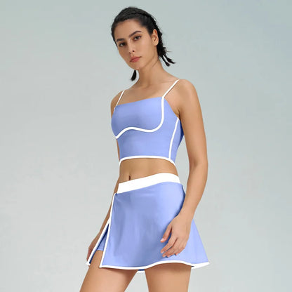 1/2PCS Yoga Set for Women Tennis Outfits Sports Bra Badminton Skirts Workout Sportswear Running Gym Wear Athletic Suits
