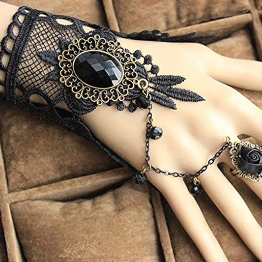 Lace Rose Bracelet Gothic Butterfly Bracelet Hollow Out Steampunk Vampire Bracelet As Picture As Picture-