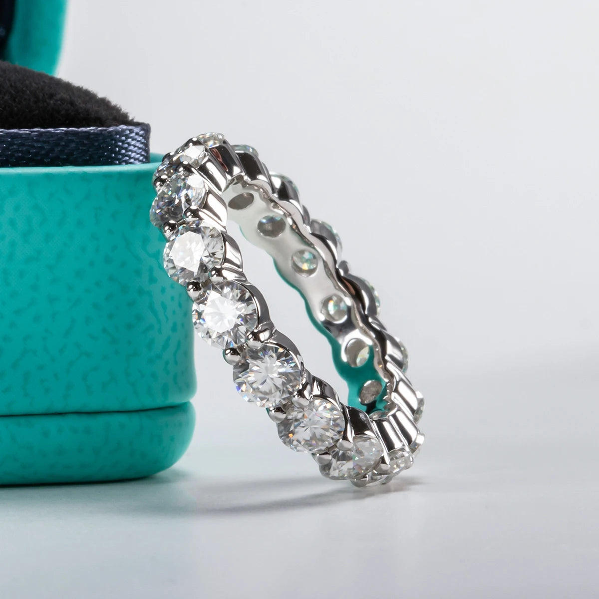 AnuJewel 4mm 5cttw D Color Moissanite Wedding Band Ring 925 Sterling Silver Eternity Band  Rings For Women Jewelry Wholesale