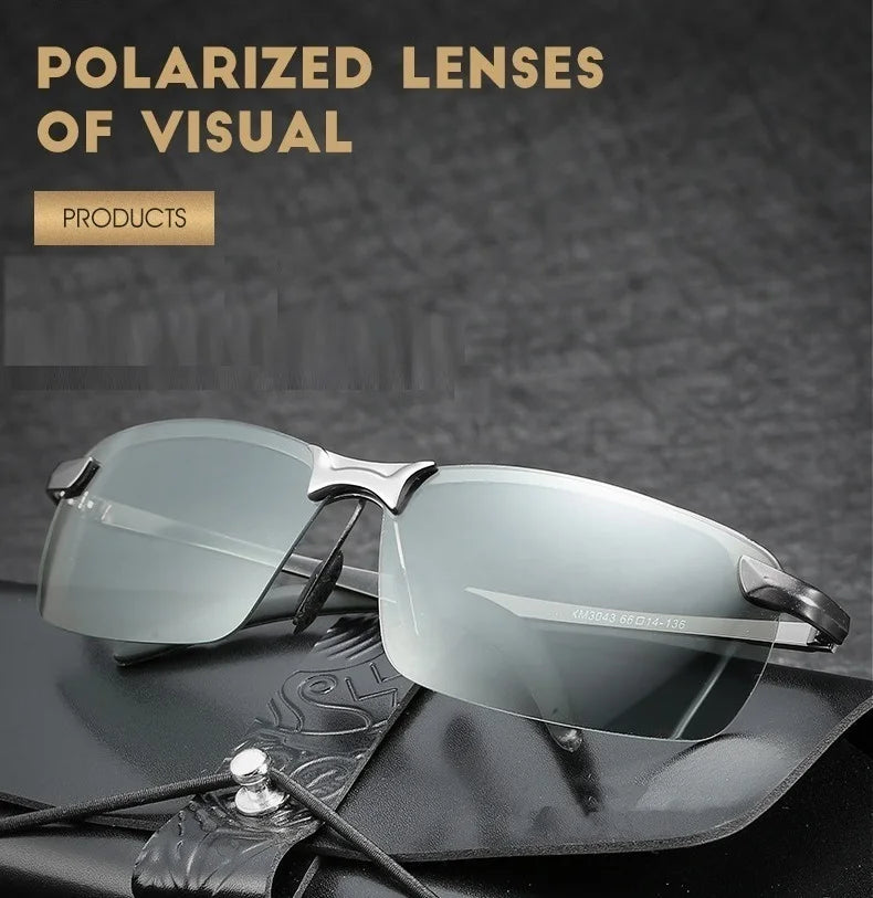 Men Photochromic Polarized Chameleon Glasses Change Color Sun Glasses Day Night Vision UV400